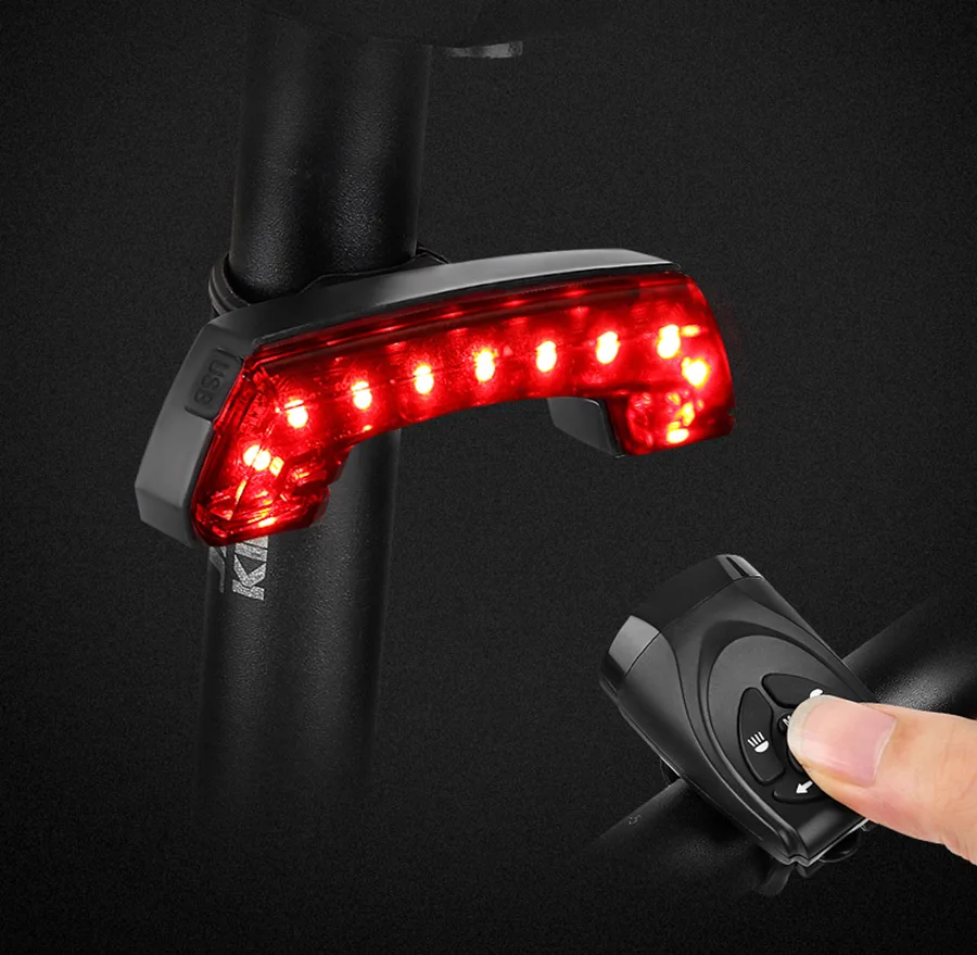 Excellent BASECAMP USB Rechargeable Taillight Bike Light Cycling LED Wireless Bicycle Alarm Bell Anti-theft Remote Control Turn Signal 10