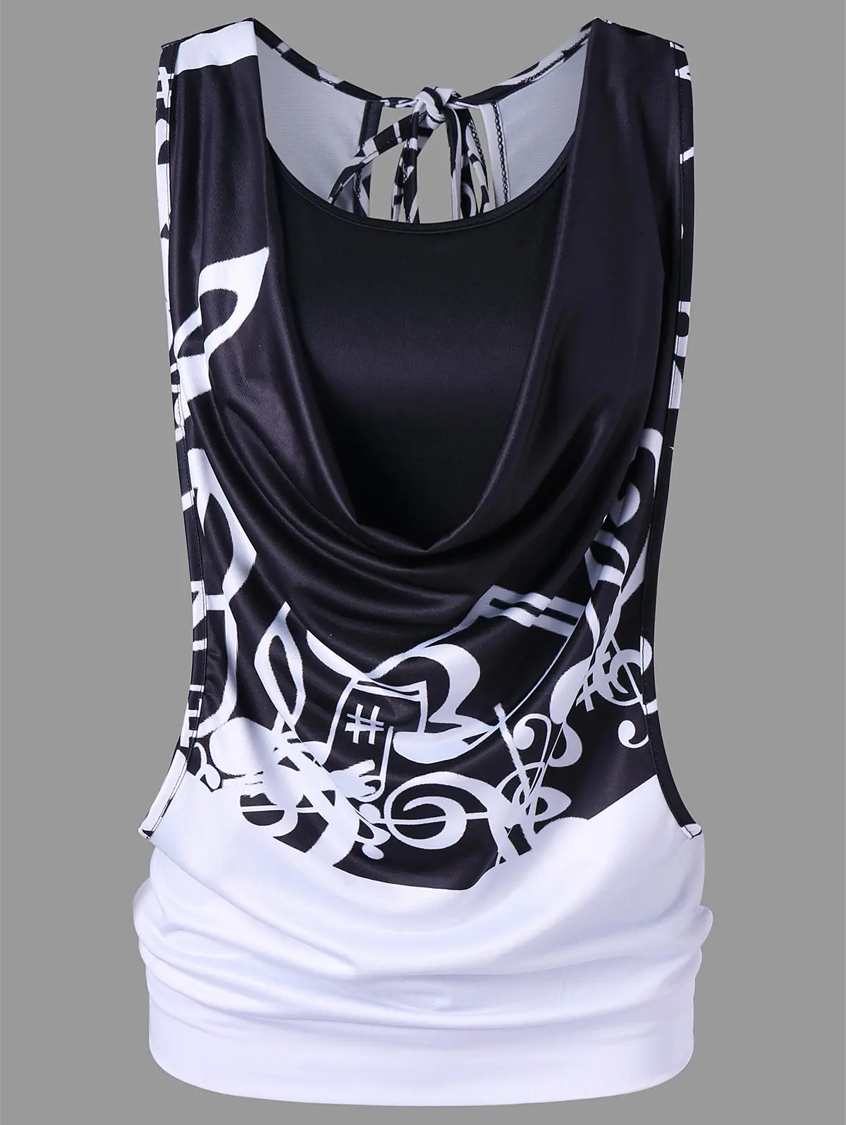 Wipalo Fashion Music Note Printed Tank Top With Camisole