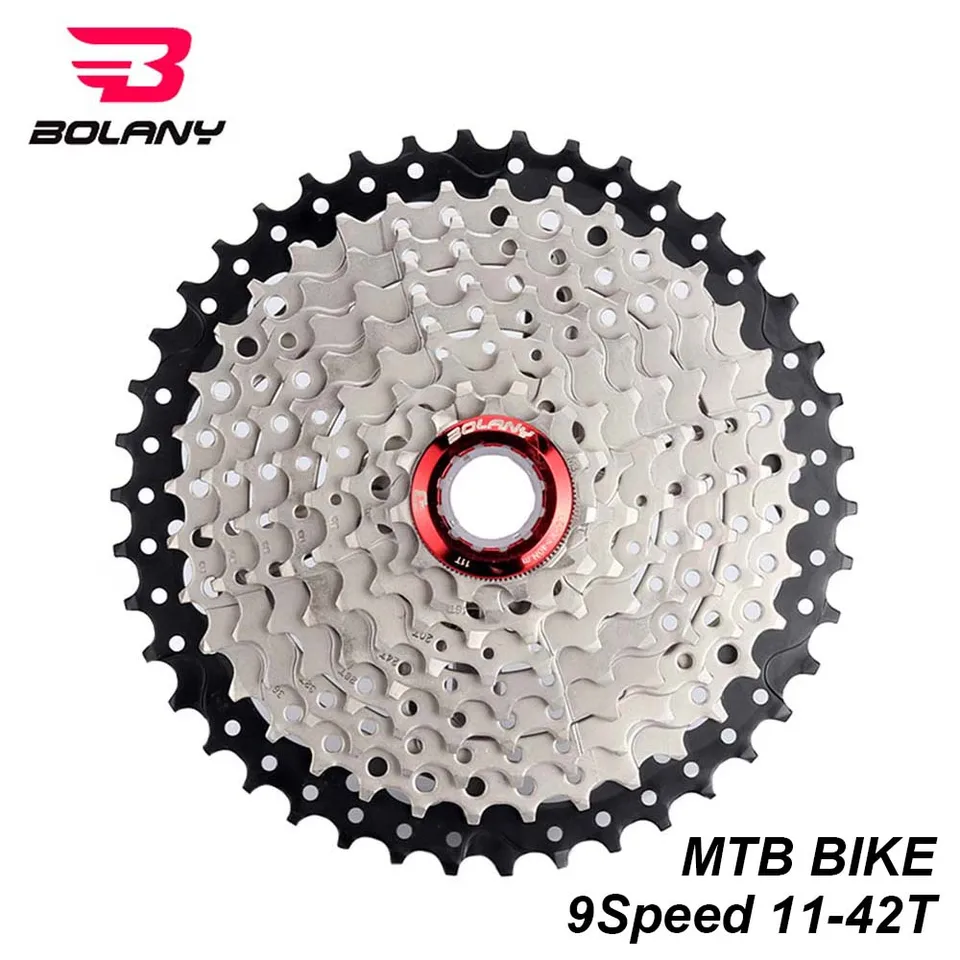 BOLANY MTB 9 Speed Cassete 11-42T Silver//Black Mountain Bike Cassette Freewheel