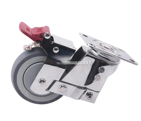 Бесшумное амортизирующее универсальное колесо с пружиной, антисейсмическое колесо TPR, для тяжелого оборудования, ворот, промышленных роликов - Цвет: with brake