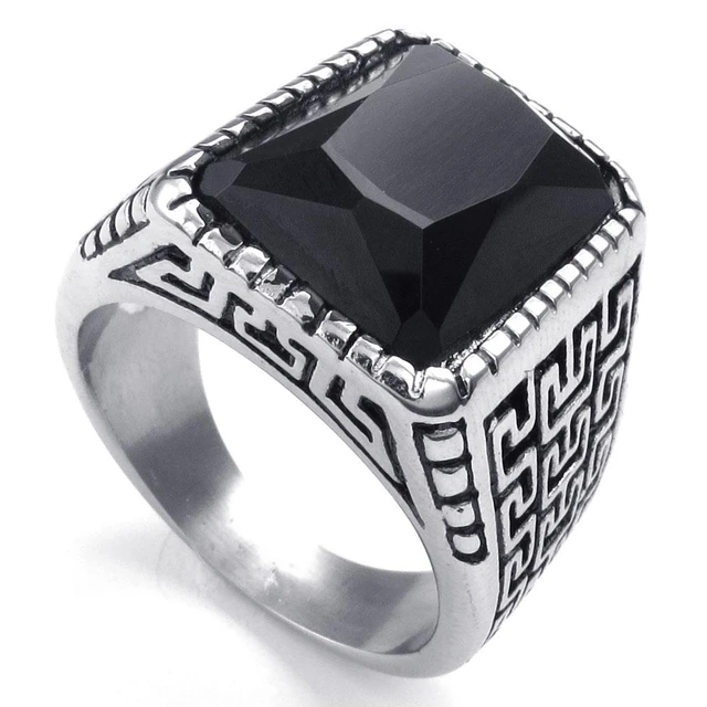 2014 new hot selling fashion jewelry titanium stainless steel classic retro biker mens black zircon ring - Biker Wedding Rings 2014 new hot selling fashion jewelry titanium stainless steel classic retro biker mens black zircon ring - Biker Wedding Rings