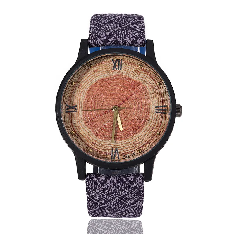 Новые деревянные женские часы Ретро Повседневная Марка feifan винтажные кожаные кварцевые часы женские модные простые деревянные часы черного цвета