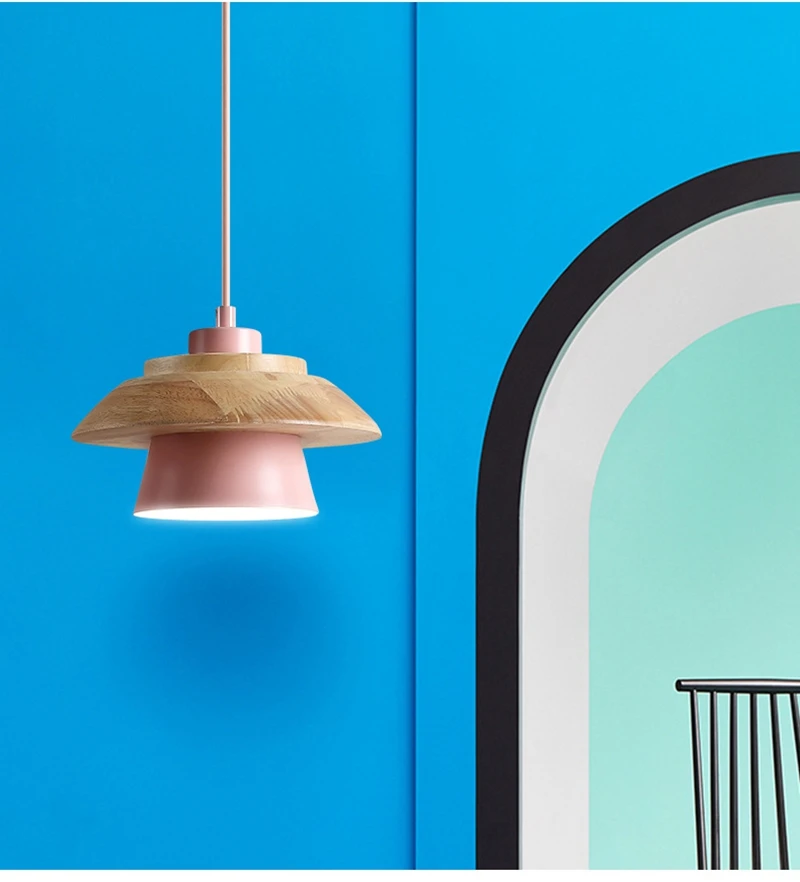 Modern Bedroom Pendant Light Home Indoor Lighting Decoration Hotel Room Pendant Lamp Aluminum Wood E27 Lamp Holder (6)