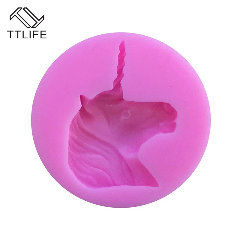 TTLIFE New Type Unicorn Horse Liquid Silicone Mold Chocolate Fondant Chocolate 3D Soap Molds Flexible Non-stick cake stencil