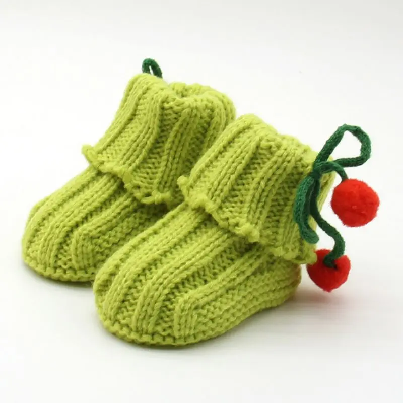 NEW BABY GIRL HANDMADE KNITTED CASUAL ACRYLIC WARM BOOTS BOOTIES