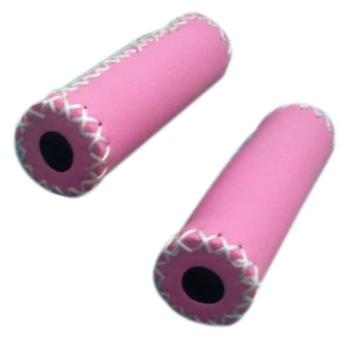 Pair Vintage leather bicycle Grips Grips trekking handlebars Cover - Цвет: Pink