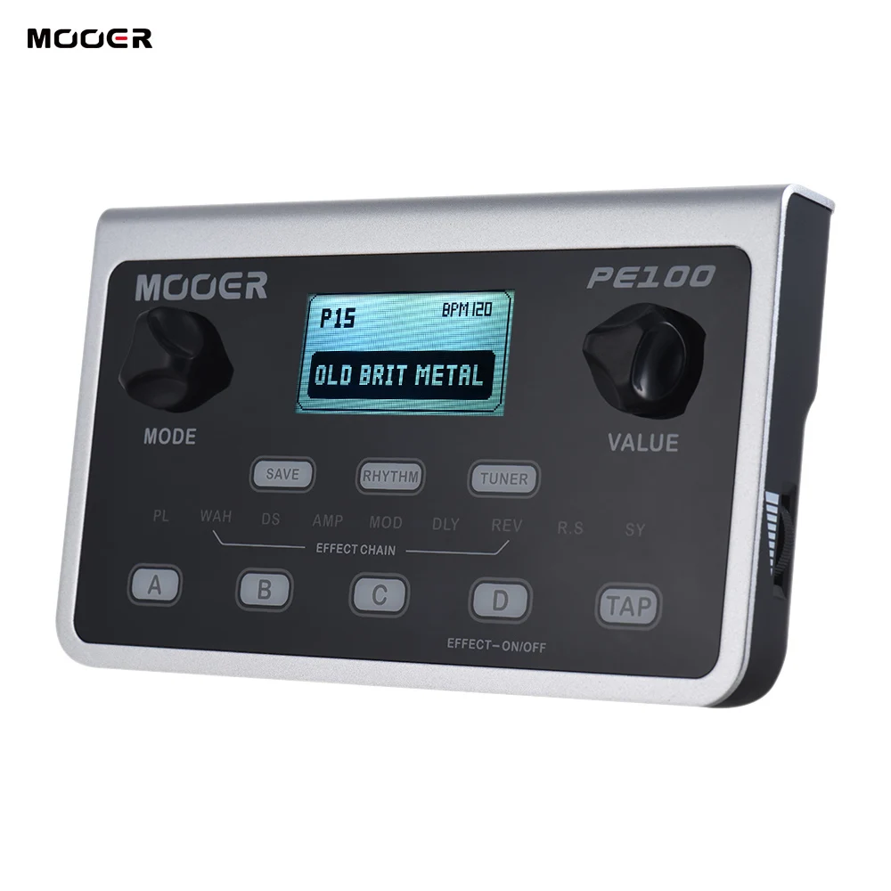 

MOOER PE100 Portable Multi-effects Processor Guitar Effect Pedal 39 Effects 40 Drum Patterns 10 Metronomes Tap Tempo