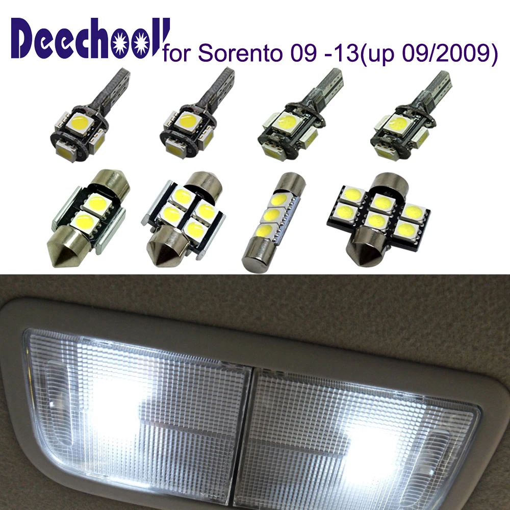 

deechooll 8pcs Car LED Bulbs for Kia Sorento 2009-2014,Canbus White Interior Light for Kia Sorento II from 2009 Reading Lights