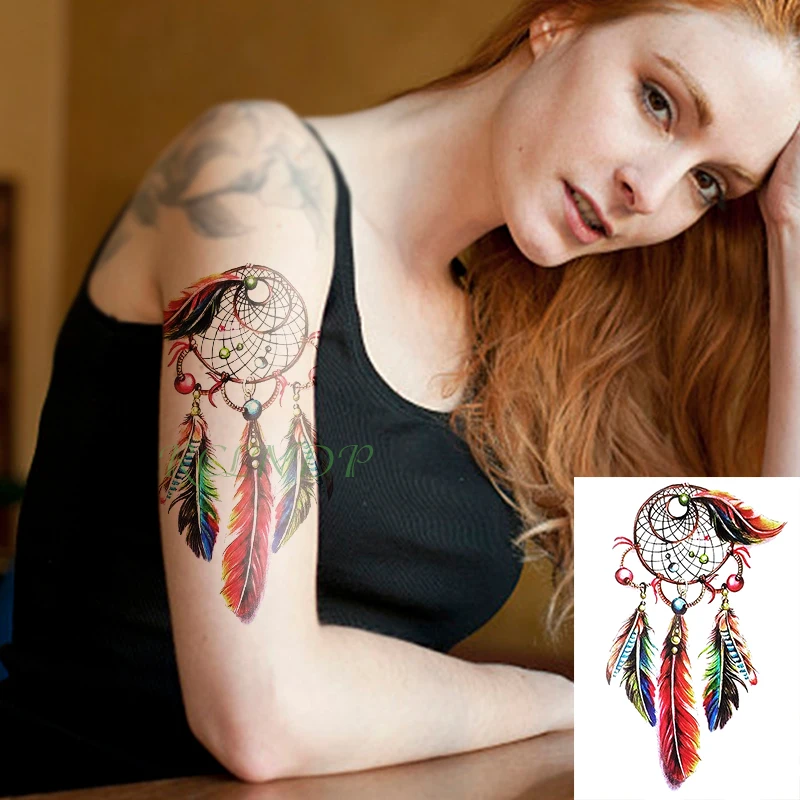 

Waterproof Temporary Tattoo Sticker Colorful Dreamcatcher Dream Catcher Weaving High Flash Tatoo Fake Tatto for Girl Women Men