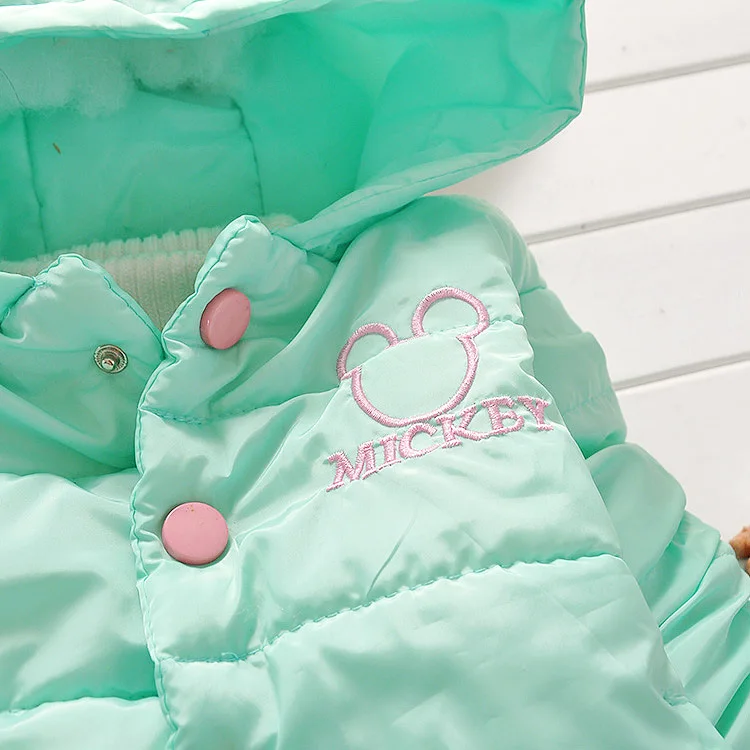 Рождество Детская зимняя теплая верхняя одежда Обувь для девочек Кролик уха с капюшоном Милая одежда мультфильм стекаются куртка на подкладке из хлопка пальто на кнопках