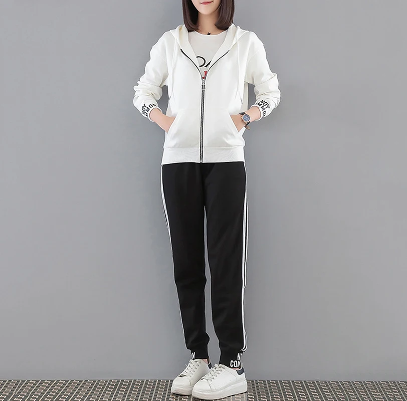 

2018 autumn tracksuit women zipper hooded tops two piece sets casual sporting suit women sets