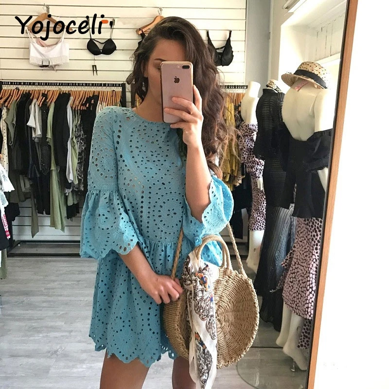 Yojoceli/2018 летнее сексуальное кружевное платье для женщин круглый вырез