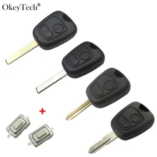 OkeyTech 2 кнопки Замена дистанционного ключа автомобиля оболочки чехол для peugeot 106 206 306 406 с 2 микро переключатель 4 типа лезвия