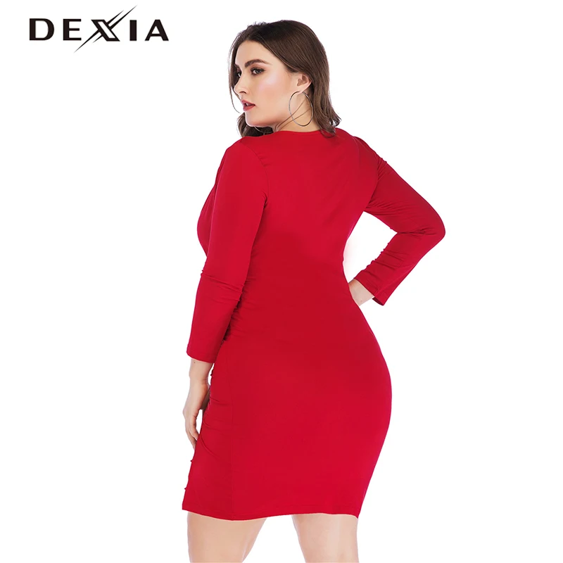 DEXIA весеннее платье размера плюс 3XL 4XL 5XL на шнуровке с высокой талией женские