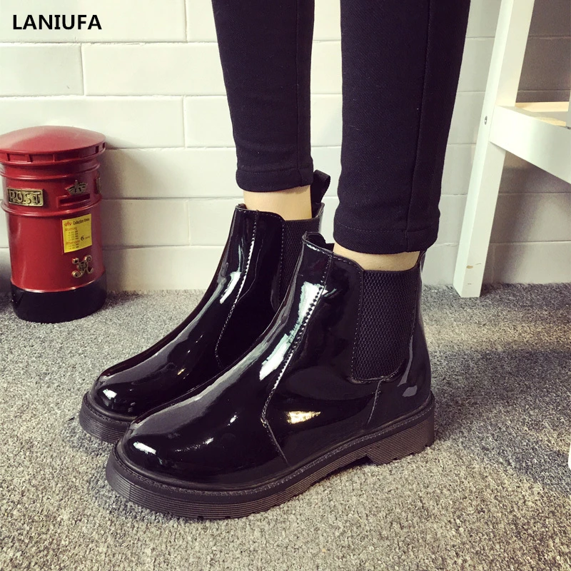 

2019 Boots Waterproof Women casual Slip-On Ankle Rain Boots Elastic Band Solid Color Rainy boots Shoes Women Shoes mujer &442