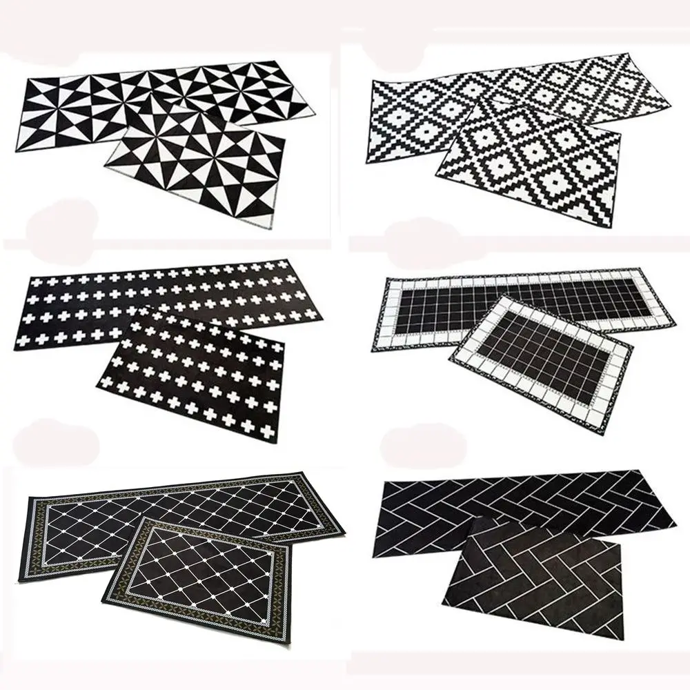 

2Pcs/Set Kitchen Mat Bathroom Mat Anti-slip Bath Rugs Durable Entrance Doormat Absorbent Bedroom Living Room Floor Carpet