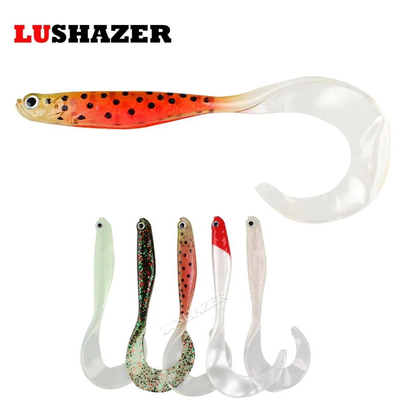 5pcs/lot LUSHAZER fishing soft lure 6g 11cm carp fishing lures soft baits China isca artificial silicone bait pesca wobbler grass carp fishing lure artificial baits for river fishing pesca leurre 1 bottle sturgeon crucian bait particles fishing lures