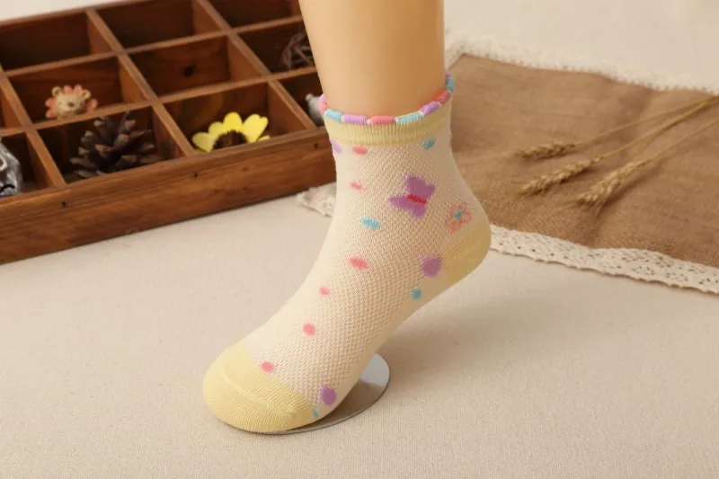 5 пар/Новые сетчатые носки детские сетчатые хлопковые носки с цветочным принтом и бабочками носки для девочек 1-9 лет