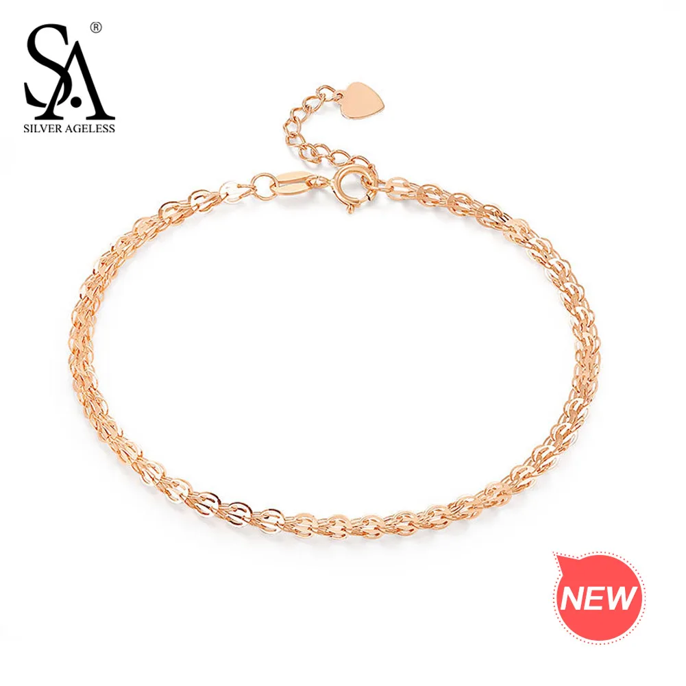 

SILVER AGELESS 18K Yellow Gold/Rose Gold Chain Link Bracelets Bangles for Woman Gold Bracelets Two Colors Brand Jewelry Trendy
