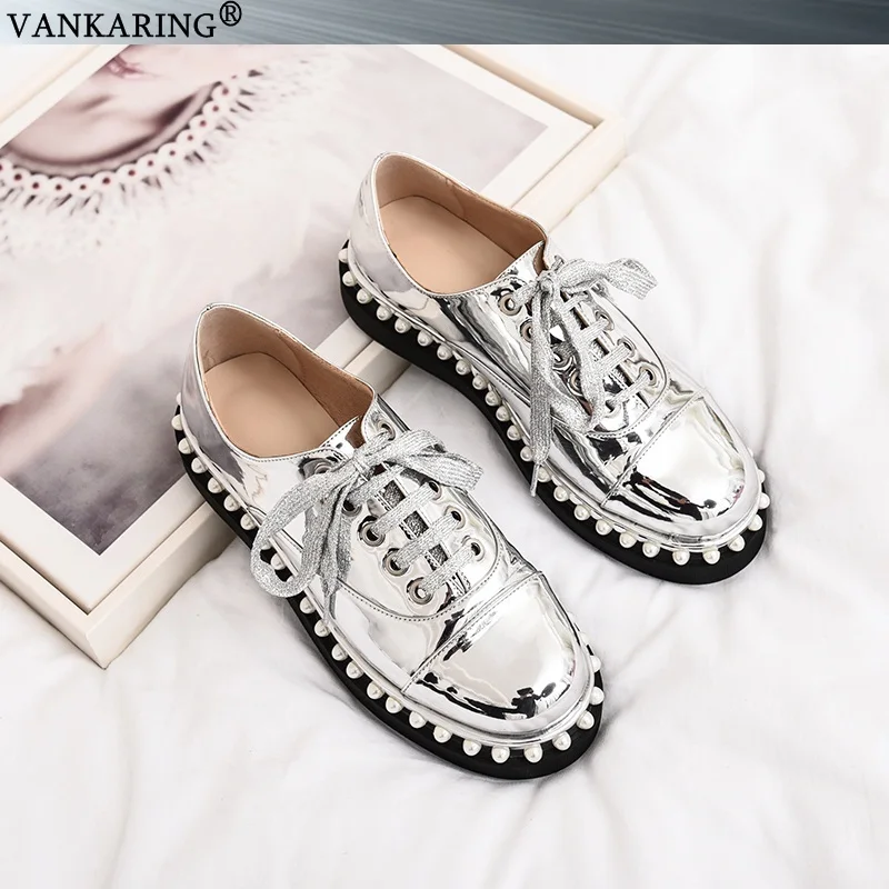 Vankering/женские модельные туфли на плоской подошве; лоферы из лакированной кожи; туфли на плоской подошве со шнуровкой; балетки на плоской подошве; удобная женская обувь; zapatos mujer