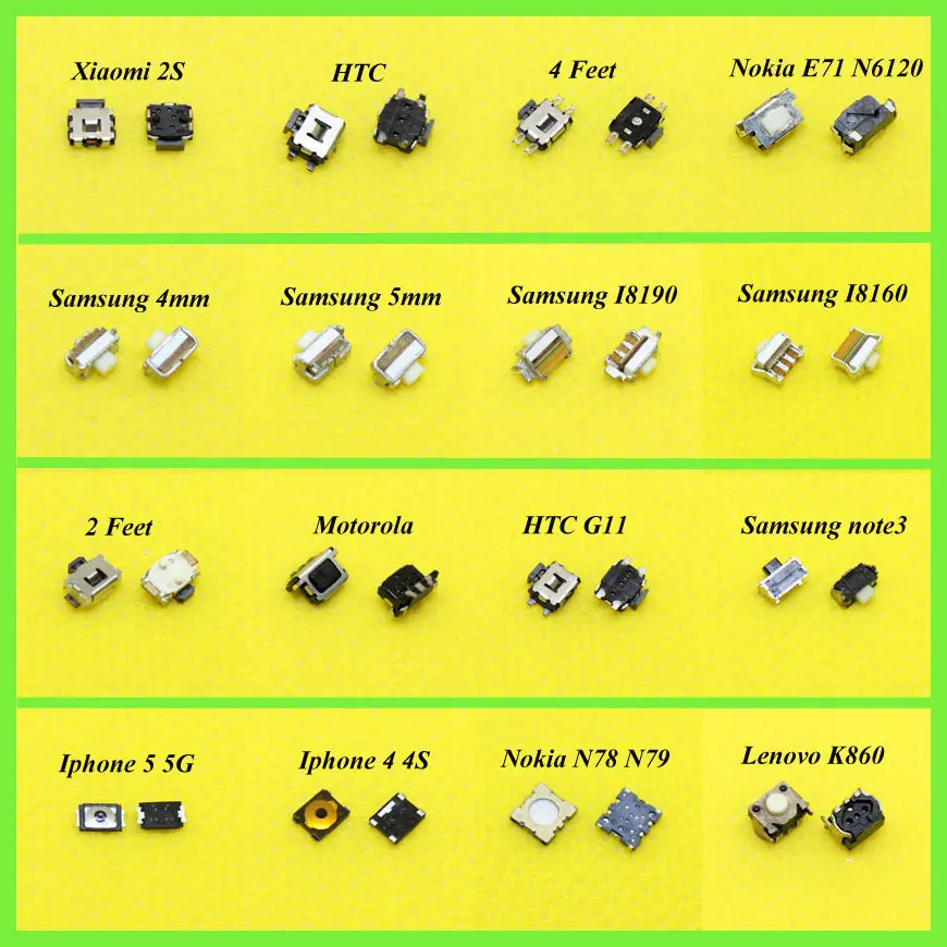 

16model Power Button of the Volume Button Switch Shrapnel The Key Parts for Iphone Samsung HTC Xaiomi ect mobile phone switch