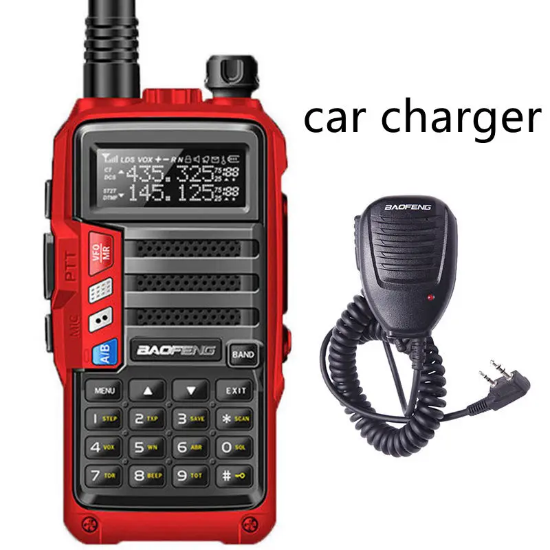 BaoFeng UV-S9 мощная рация CB радио трансивер 8 Вт 10 км дальность действия портативная радио для охоты лес город обновление 5r - Цвет: add speaker(red)
