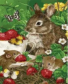 cioioil-T339 Hare and mouse Diy oil Paintings by numbers with acrylic paints art wall picture for living room