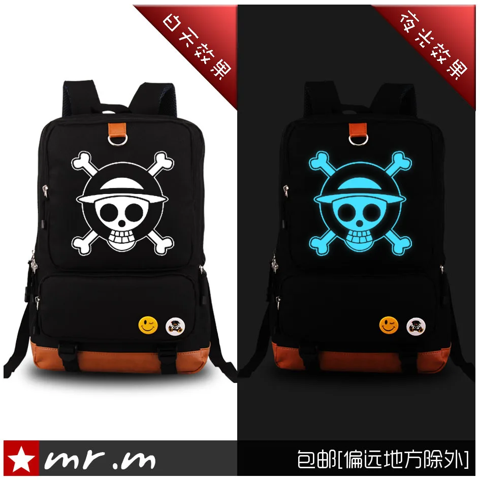 

Japanese Anime One Piece Backpack Luffy Unisex Shoulders Bag Fashion Canvas Fluorescent Schoolbag Travelling Bag