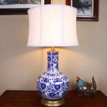Винтажная китайская спальня гостиная Свадебная настольная лампа Цзиндэчжэнь фарфоровая Керамическая Настольная лампа декоративная настольная лампа светодиодная