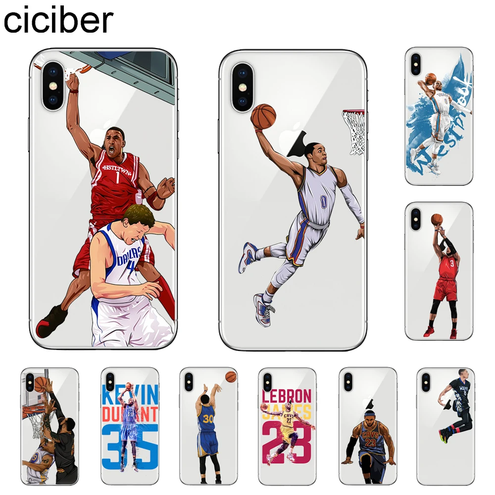 

ciciber Basketball Cartoon James Kobe Cover For iphone 8 7 6 6S Plus 5 5S SE X XR XS Max Phone Cases Coque Shell Capa Soft TPU