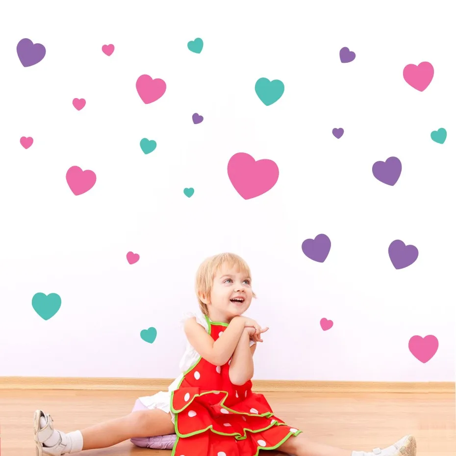 

Baby Nursery Little Heart Wall Stickers Pink Purple Heart Wall Decal Children Room Stickers Kids Room Easy Wall Art Home Decor