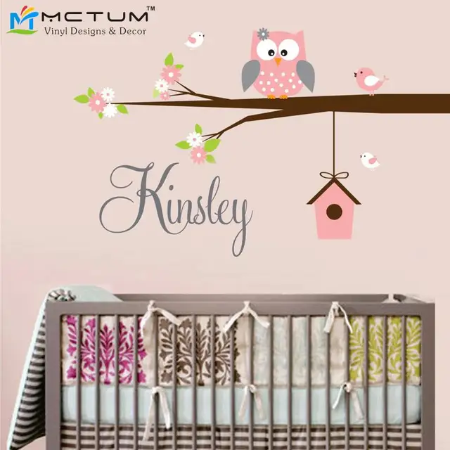 Personalized Owl Birds Name Monogram Vinyl Diy Wall Decals Children Personalized Owl Birds Name Monogram Vinyl Diy Wall Decals Children Art Nursery Sticker Mural