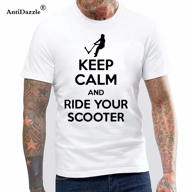 Брендовая одежда KEEP CALM and your SCOOTER push kick забавная Футболка Мужская хлопковая