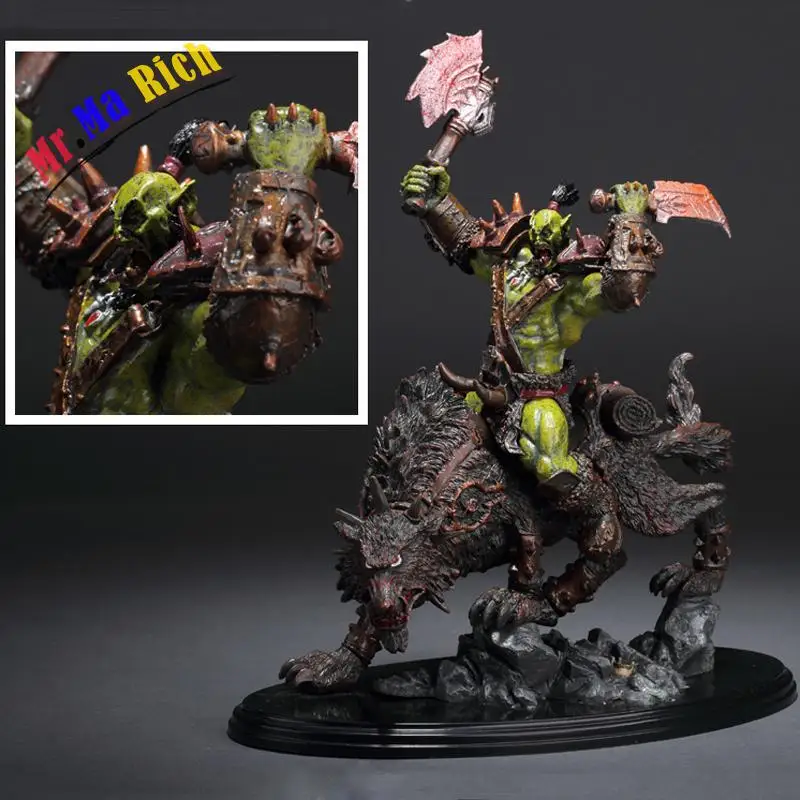 

Online Game Wow Orc Warrior Wolf Rider (riding Wolf) Statue Figure 24cm Cool Collectible Toy Gift