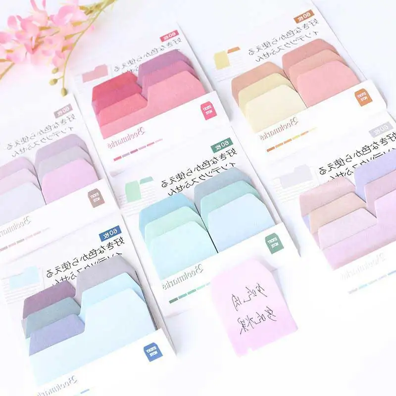 

60 sheets/pack Gradient Memo Sticker Sticky Note Creative Self-Adhesive N Times Indexes Memo Pad Label Sticker Office Supplies