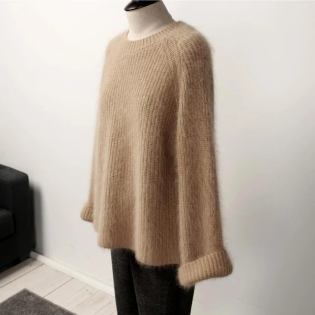 Корейский шик норки кашемир теплый женский свитер зимний модный желтый вязаный Мягкий Топ Повседневный длинный рукав свободные пуловеры