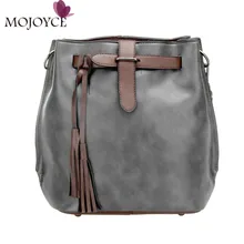 2017 Retro Bolsa de Cuero de LA PU de La Vendimia Bolsos de Las Mujeres Bolsa de Mensajero Bolsas bolso Cubo de La Borla del Bolso de Hombro de Las Señoras de Lujo Del Diseñador muje