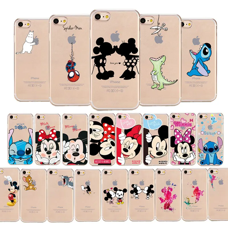 

Cartoon Mickey Minnie Mouse Soft TPU Silicone Clear Phone Case For Apple iPhone 6 6s 6Plus 5 5s Se 8 X for iPhone 7 Cases Coque