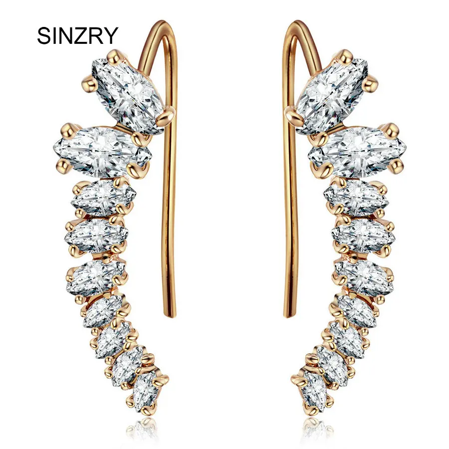 SINZRY ювелирные изделия прозрачный белый кубический цирконий манжеты серьги модные милые корейские горячие серьги гвоздики для женщин