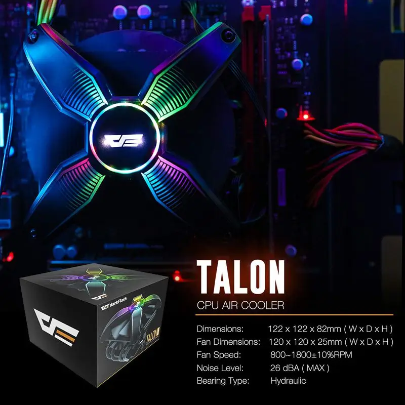 darkFlash Aigo CPU Cooler Radiator TDP 120W Heat Sink CPU Cooling for LGA1155/1156/1151/AM3+/AM4 Silent 120mm Computer PWM Fan