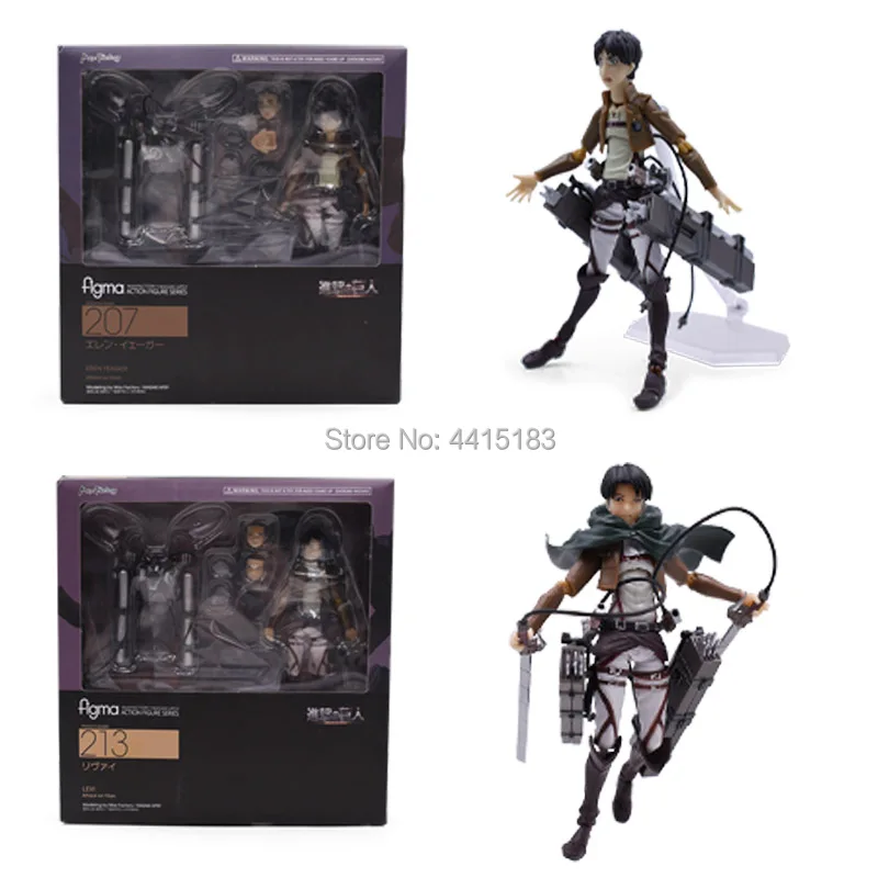 2 стиля аниме атака на Титанов Levi Ackerman Eren Jaeger ПВХ Действие кукольная фигурка Figma 207 213 игрушка Рождественский подарок