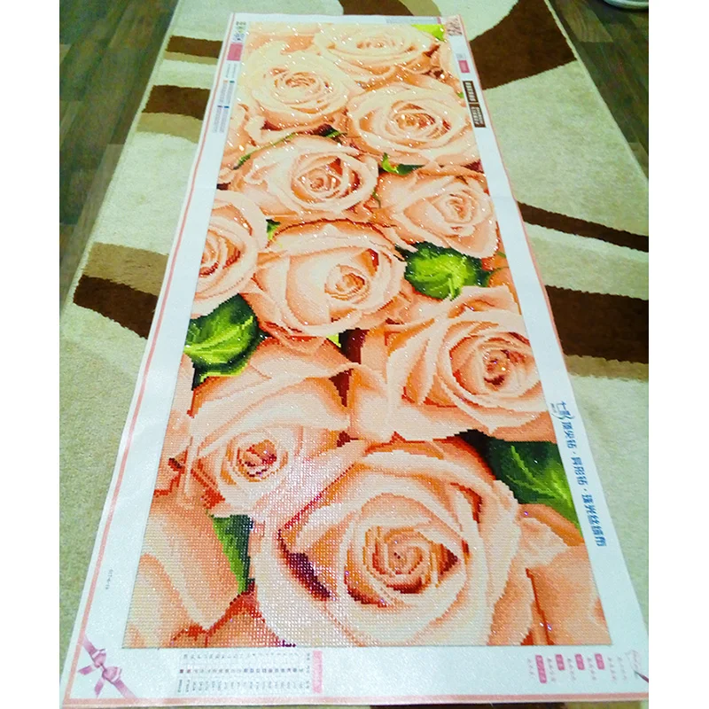 Full diamond painting 128x48cm Pink Rose pattern Decorative Painting rhinestone Handmade mosaic flowers Diy diamond embroidery diamond painting
