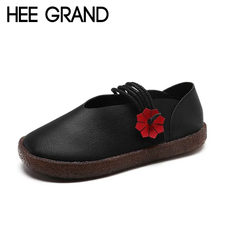 

HEE GRAND 2018 New Autumn Women Flats Flower Decoration Women Slip-on Causal Fashion Oxford Soft Leather Mujer Shoes XWD6881