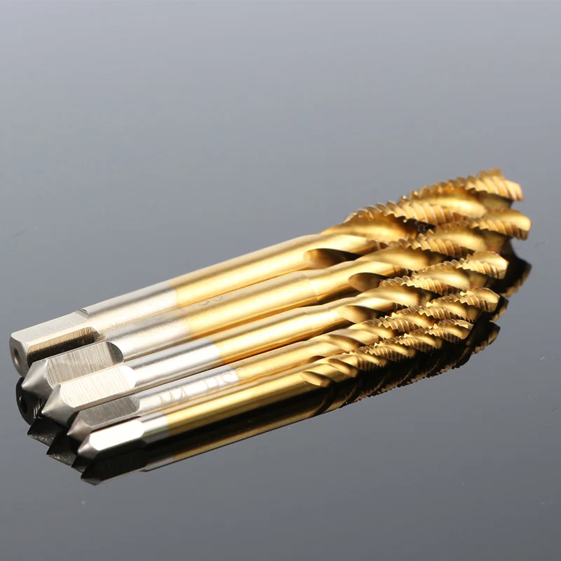 

HOEN 5PCS/Set M3 M4 M5 M6 M8 Tap & Die Machine Spiral Point Straight Fluted Screw Thread Metric Plug Hand Tools HSS Hand Tap