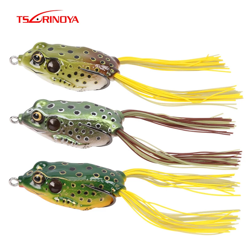 TSURINOYA Soft Lure Frog Bait 55mm 14g Topwater Floating Ray 3D Simulation Eyes Pesca Isca Artificial for Snakehead Pike | Спорт и