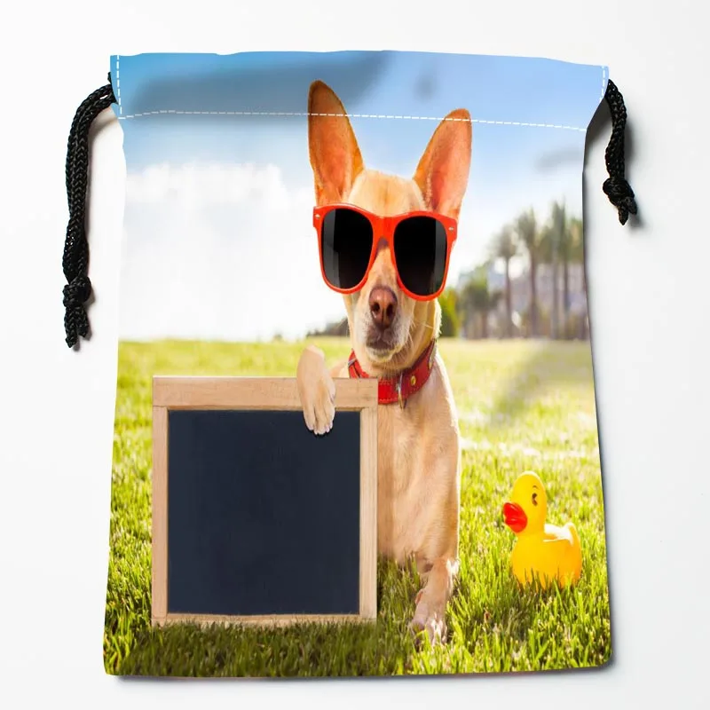 Bolsas personalizadas con cordón para perro Chihuahua, bolsas de regalo impresas, de compresión de más tamaño, 18x22cm