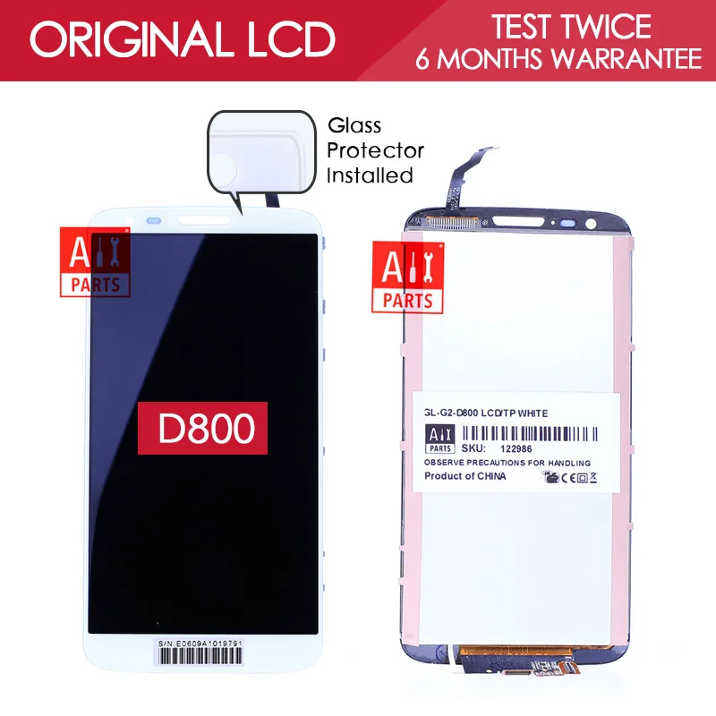 100 Tested Original Black Whtie IPS 1920x1080 Display For LG Optimus G2 LCD Touch Screen Digitizer