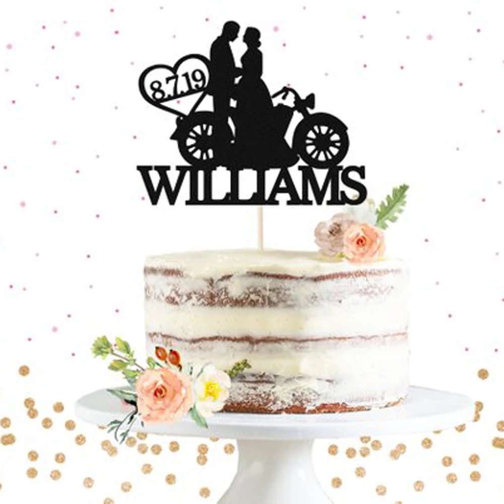 

Personalized Wedding Cake Topper, Mr & Mrs - Motorbike Cake Topper, Commemorative significance topper decoration Supplies