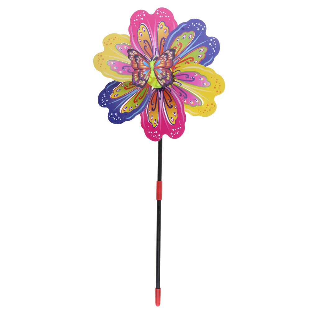 3D Butterfly Colorful Windmill Wind Whirligig Yard Garden Decor Kids Toy