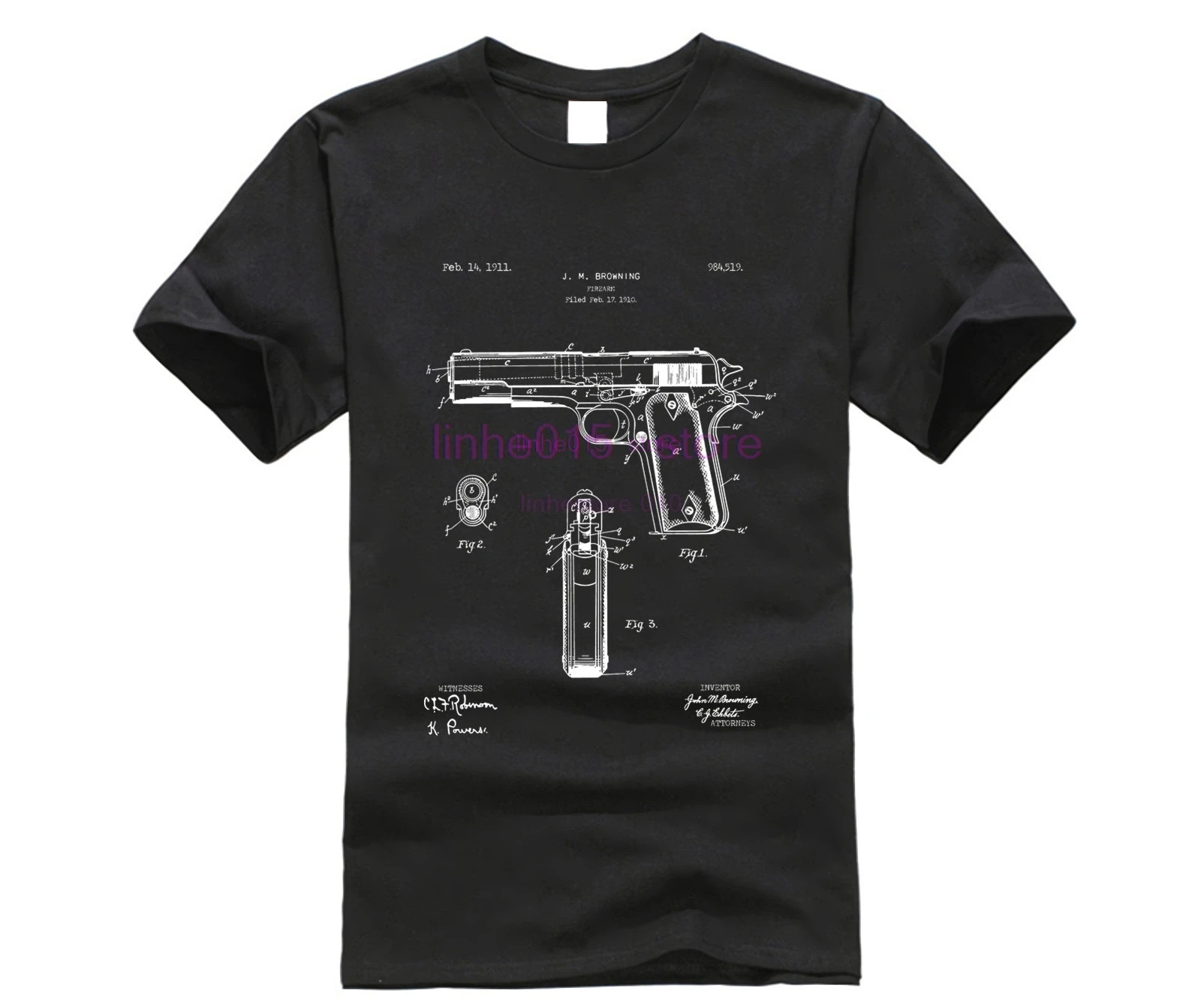 Colt 45 Калибр схема патент 1911 по John T Shirt Art Tm T Shirt скидка 100% хлопок для мужчин новинка Мужская футболка